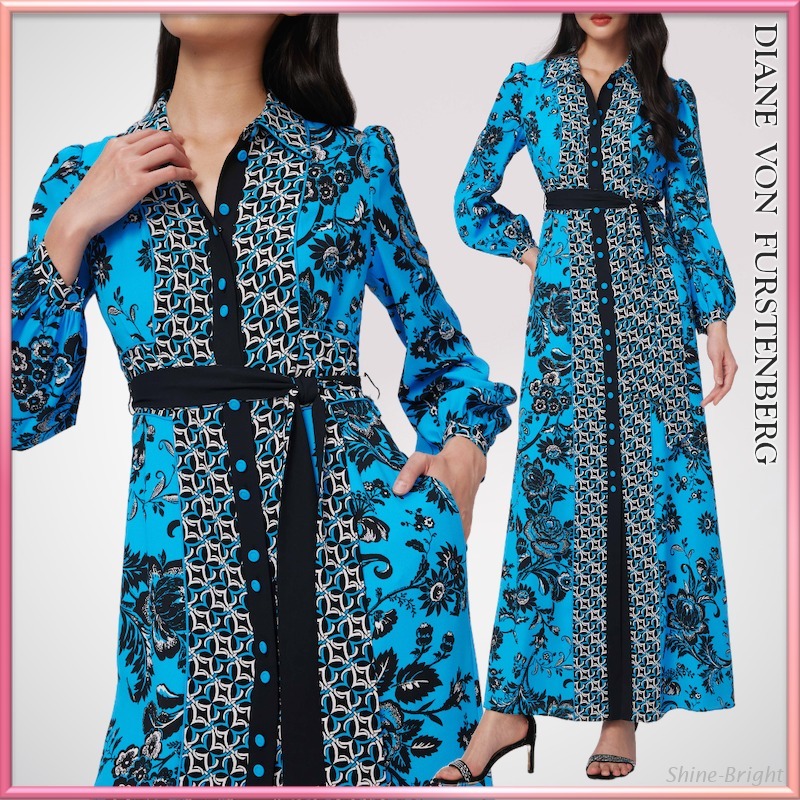 ＜関税込＞DVF＊異柄ミックス マキシ丈シャツドレス