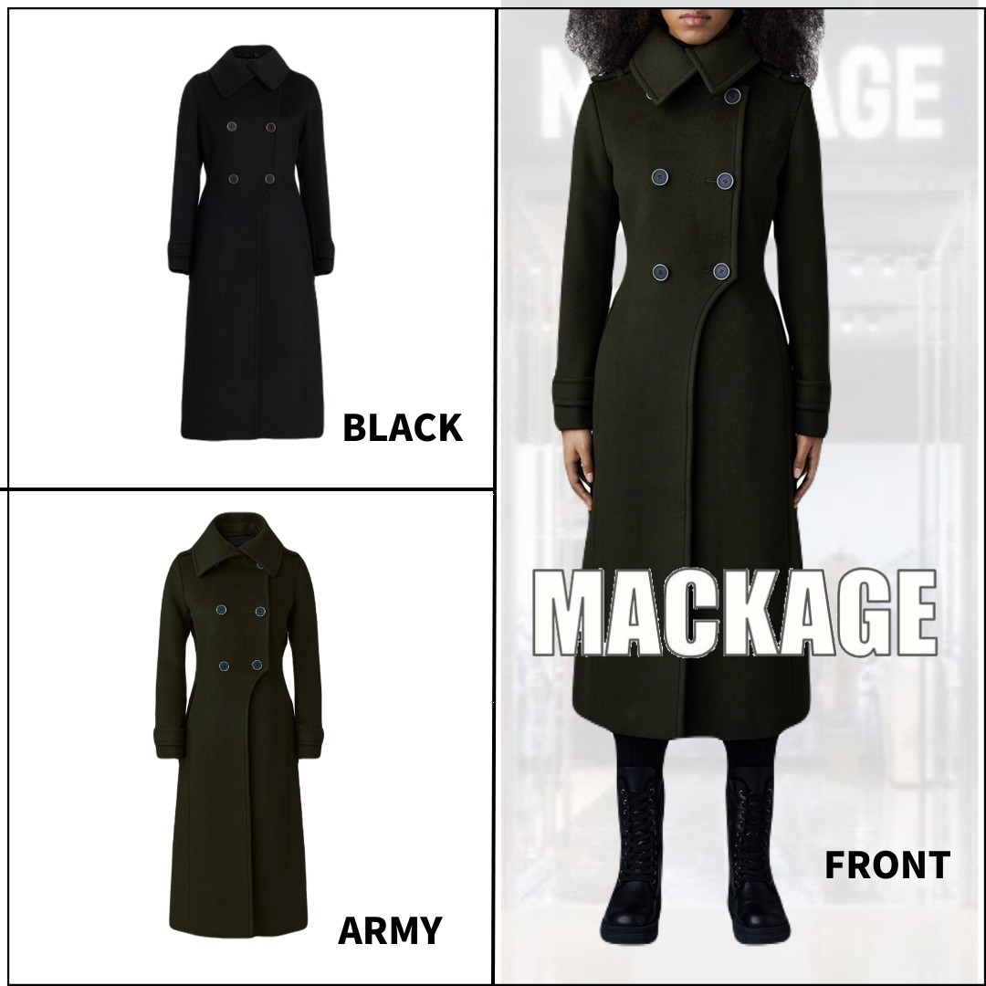 関税送料込【MACKAGE】マッカージュ ピーコート ブラック/カーキ