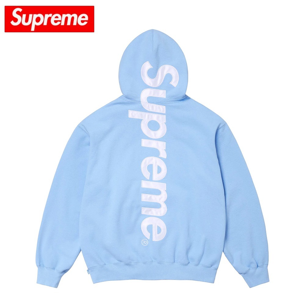 【SUPREME】 Satin Applique Hooded Sweatshirt Light Blue 24FW