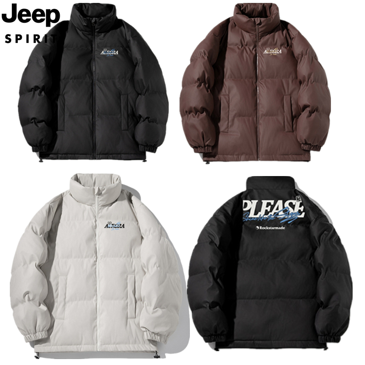 PUレザーJeep ダウンジャケット韓国風Jeep ダウン厚手ストリート