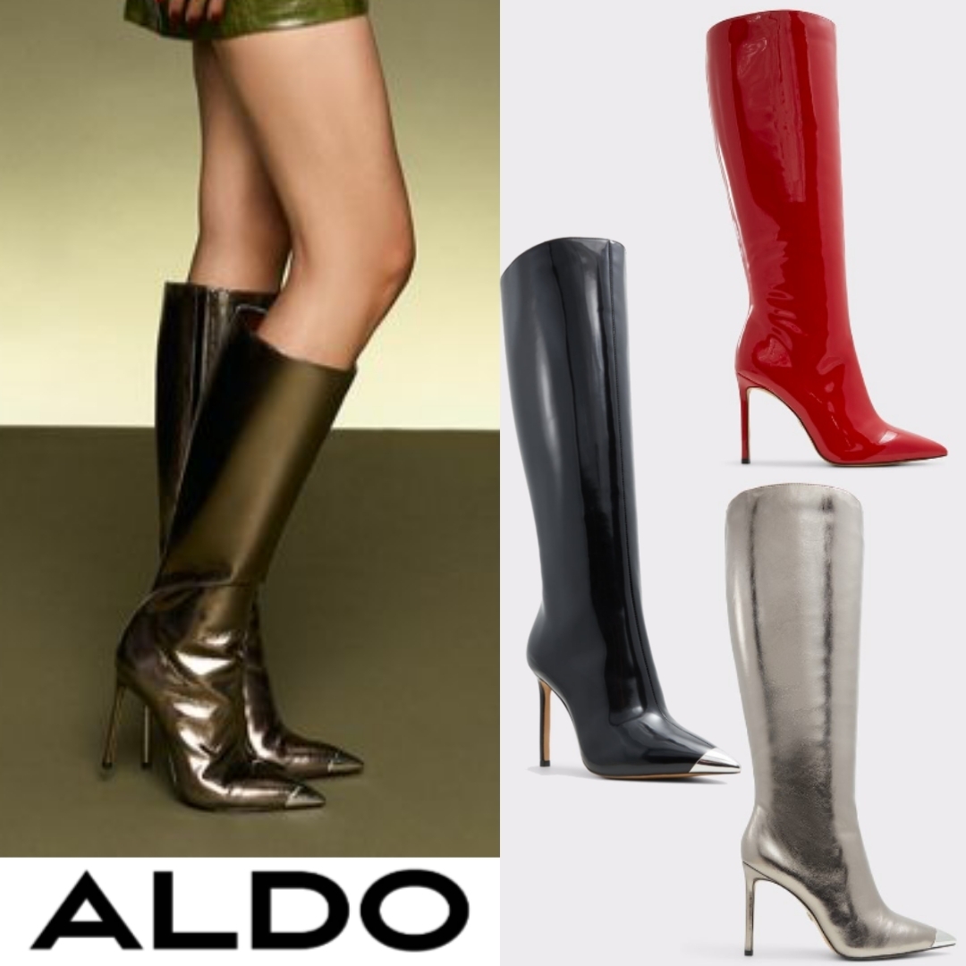 ALDO*美シルエット*女性らしい*メタルキャップトゥ/ロングブーツ