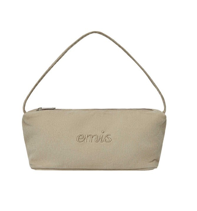 【EMIS】CORDUROY DAILY LONG HOBO BAG-BEIGE