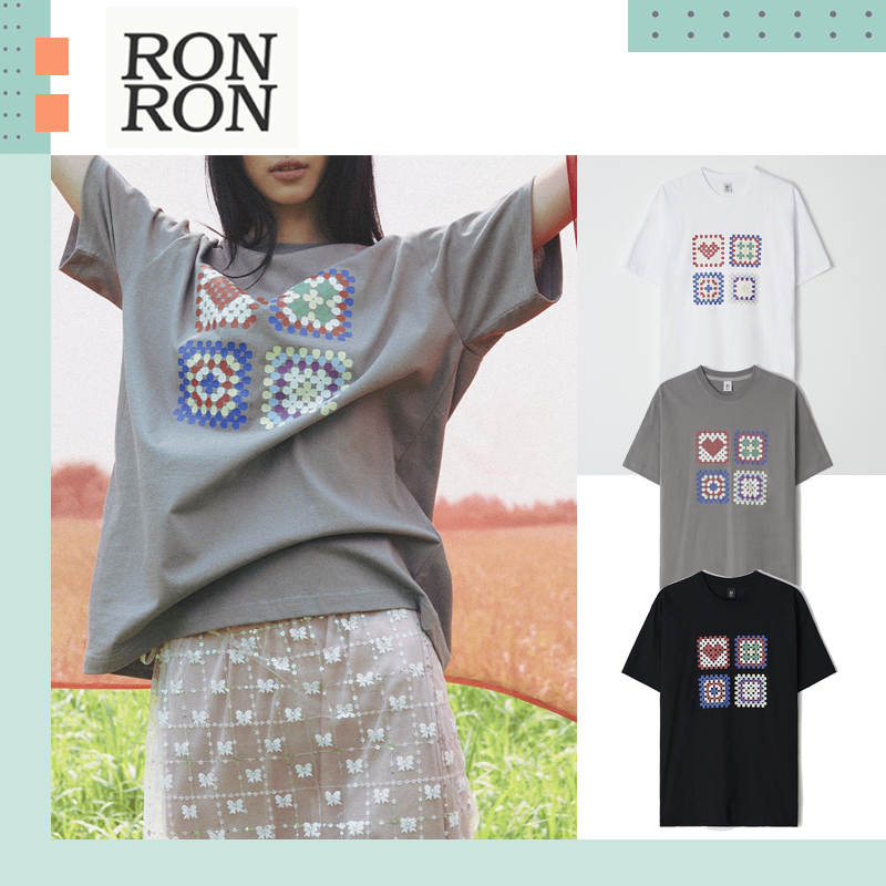 RONRON ♥ CROCHET SQUARE OVER FIT T SHIRT/追跡付