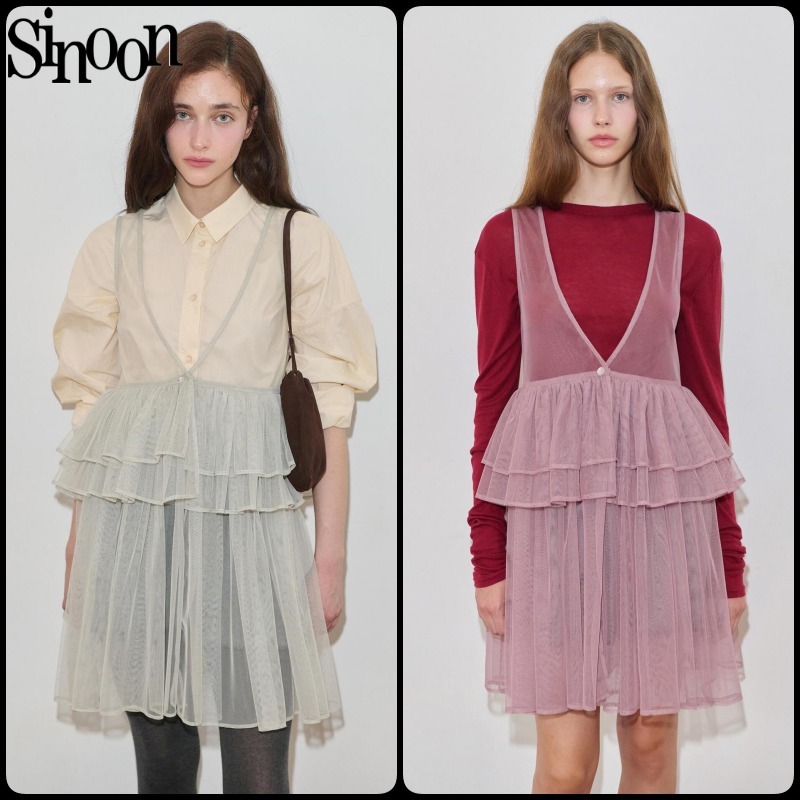【Sinoon】★ 韓国人気 ★ Tulle Midi Dress★ 2 COLOR