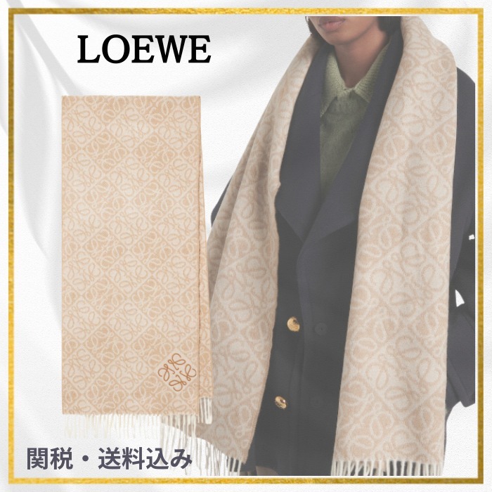送料・関税込【LOEWE】ウール カシミア スカーフ マフラー