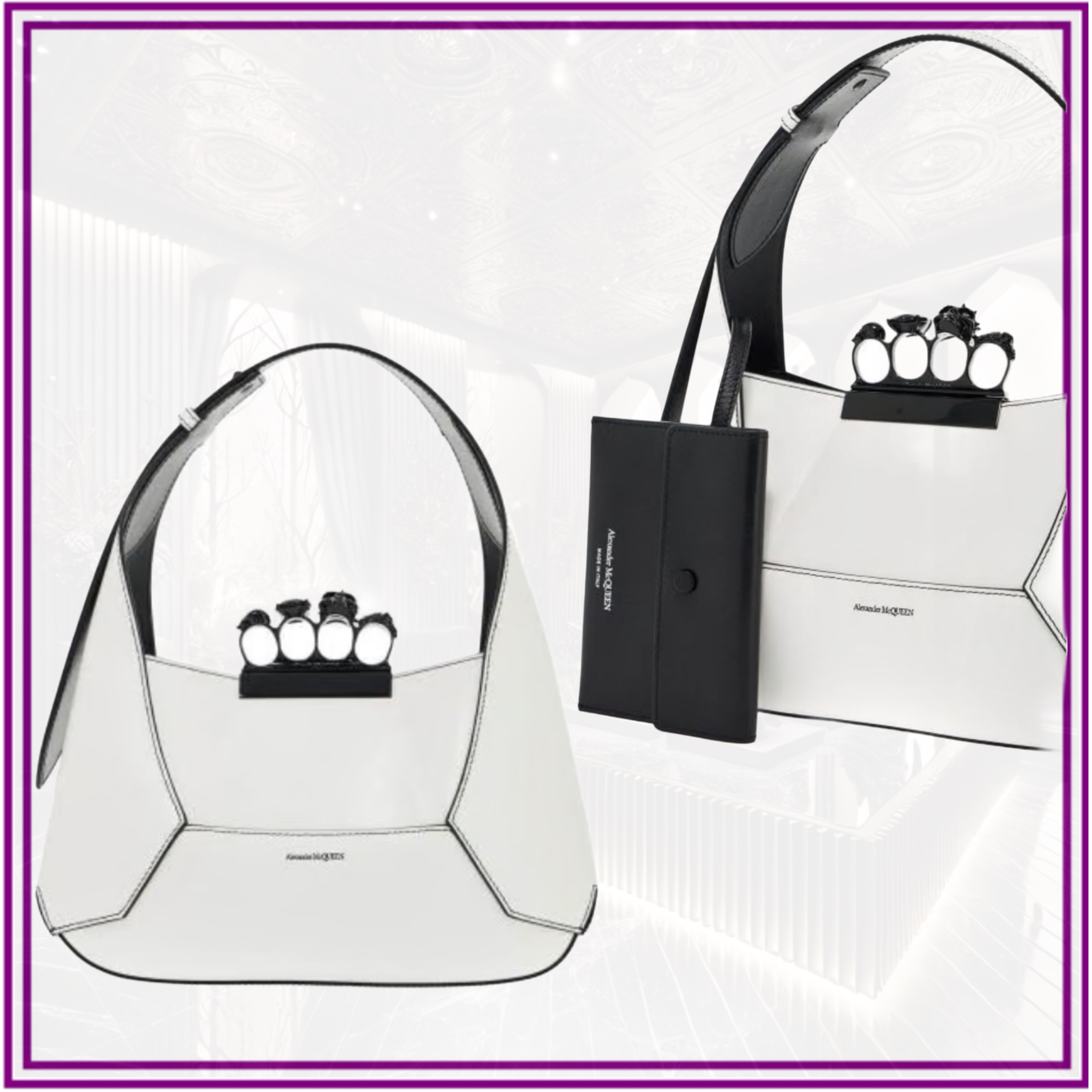 [アレキサンダーマックイーン] JEWELLED HOBO レザーバッグ