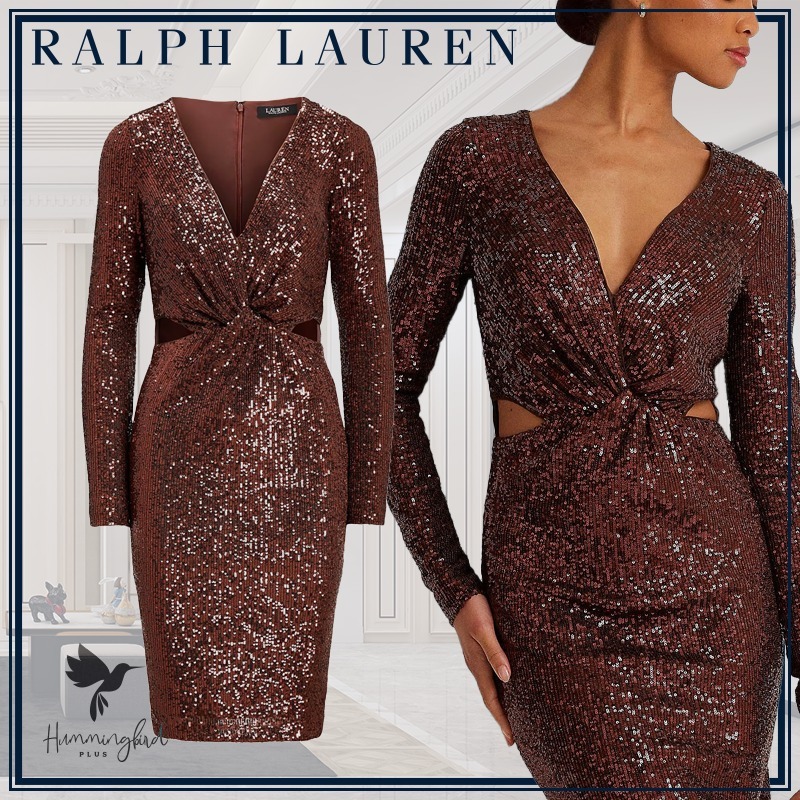 LAUREN RALPH LAUREN ツイスト スパンコール カクテルドレス