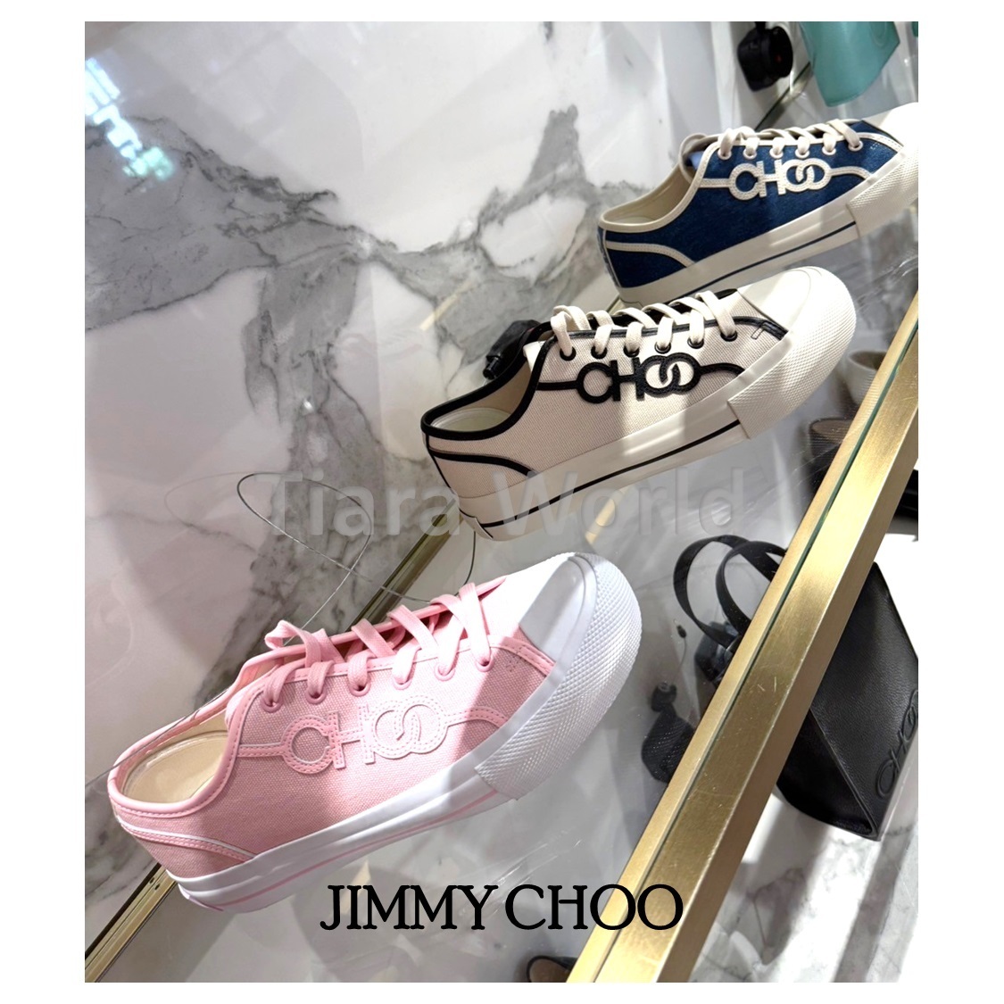 デカCHOOロゴ★Jimmy Choo FENIX ロートップ スニーカー