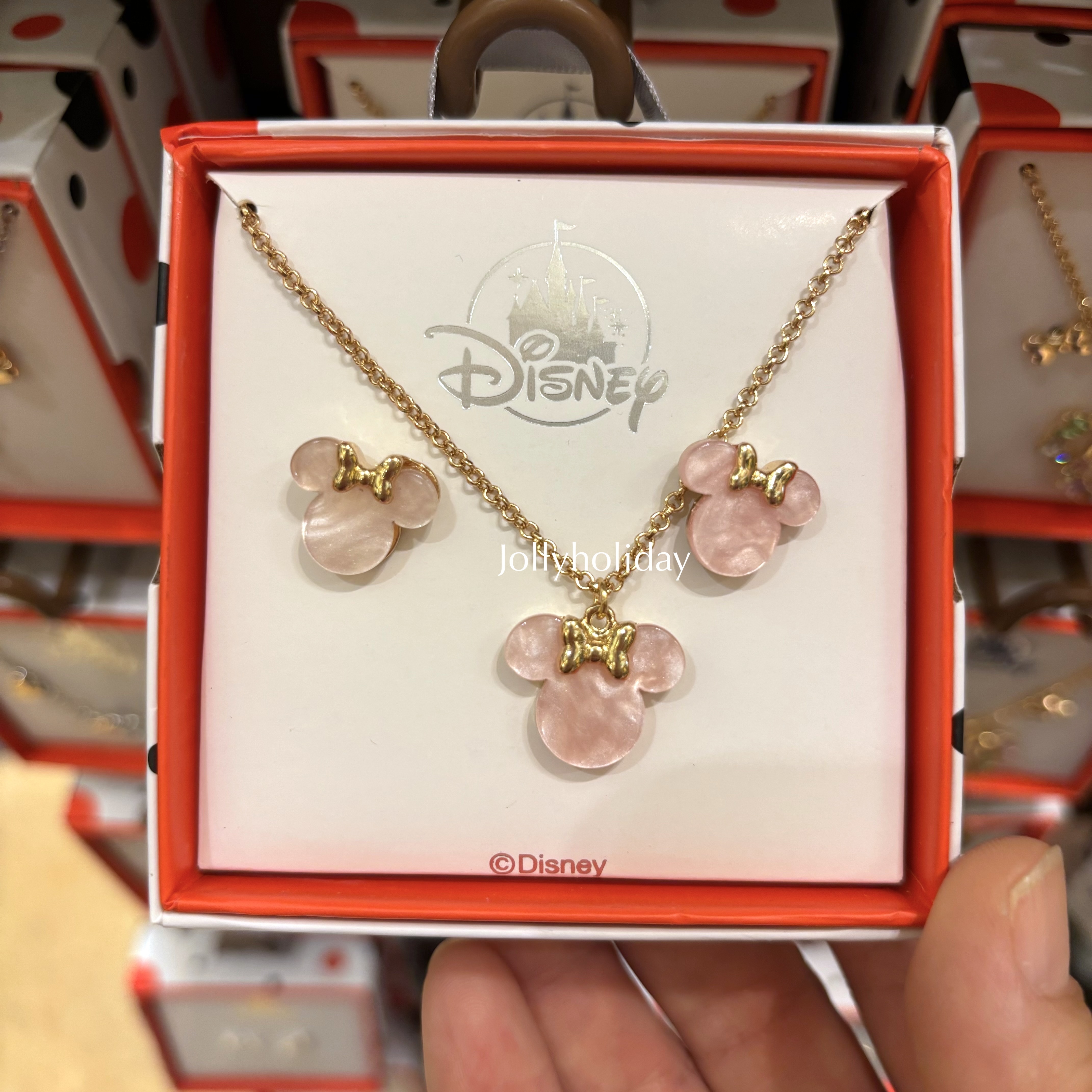 ☆US Disney Parks☆ミニーちゃん 天然石風ネックレス&ピアス