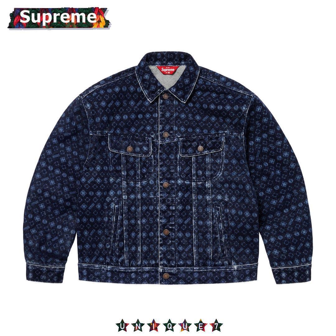 Supreme Flocked Denim Trucker Jacket Gold メンズ - SS23 - JP