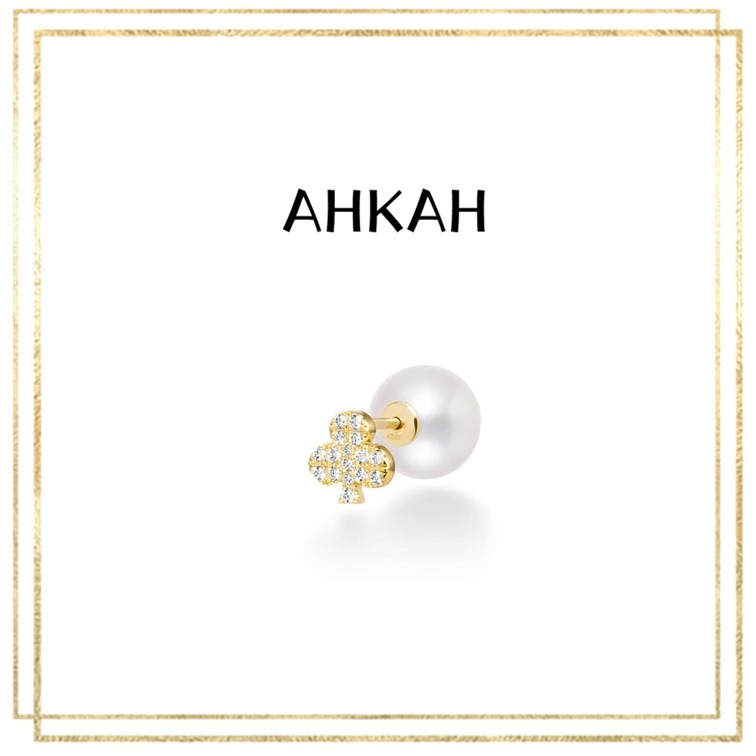 AHKAH アーカー ピアス マーチ クラブ 18K ダイヤ パール 国内発