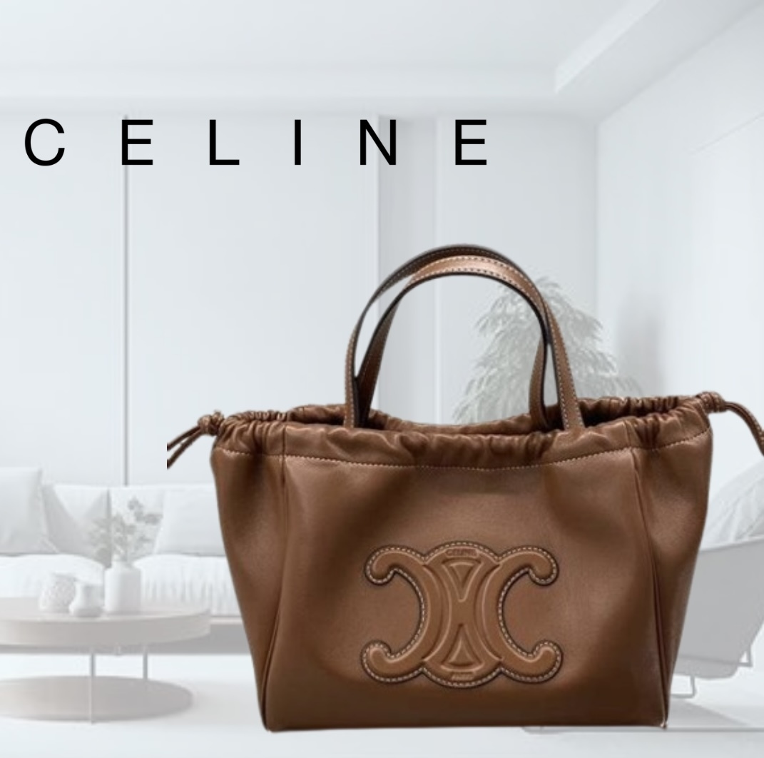 【すぐ届く】Celine スモール カバ ドローストリング キュイル