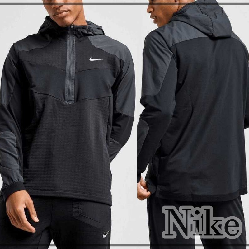 【Nike】1/2 ジップ フード付きジャケット ブラック※送関込