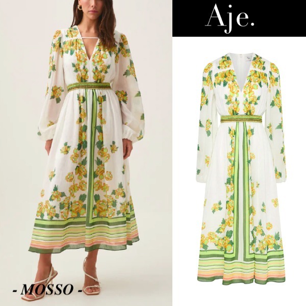 【Aje.】Secret Border Print Midi Dress フラワー ミディドレス