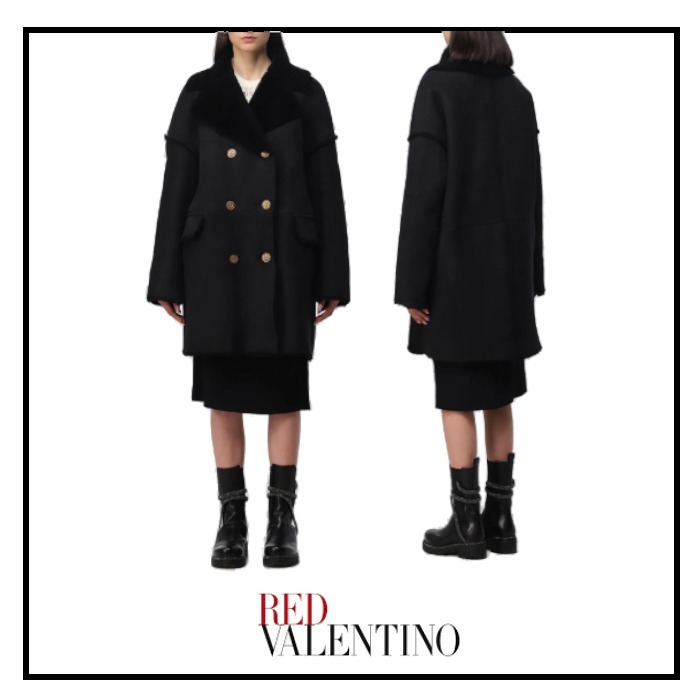 【SALE最後の1点】REDVALENTINO ラムスキンレザーコート黒