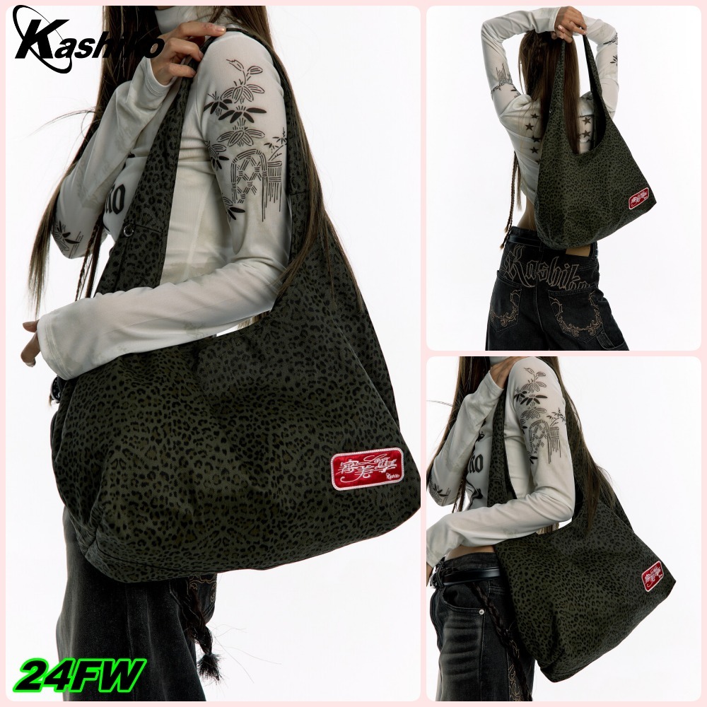 【Kashiko】送料/関税込 Leopard Print Shoulder Bag Khaki