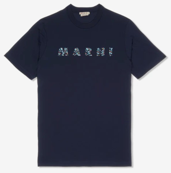 マルニ コットンロゴTシャツ ネイビー