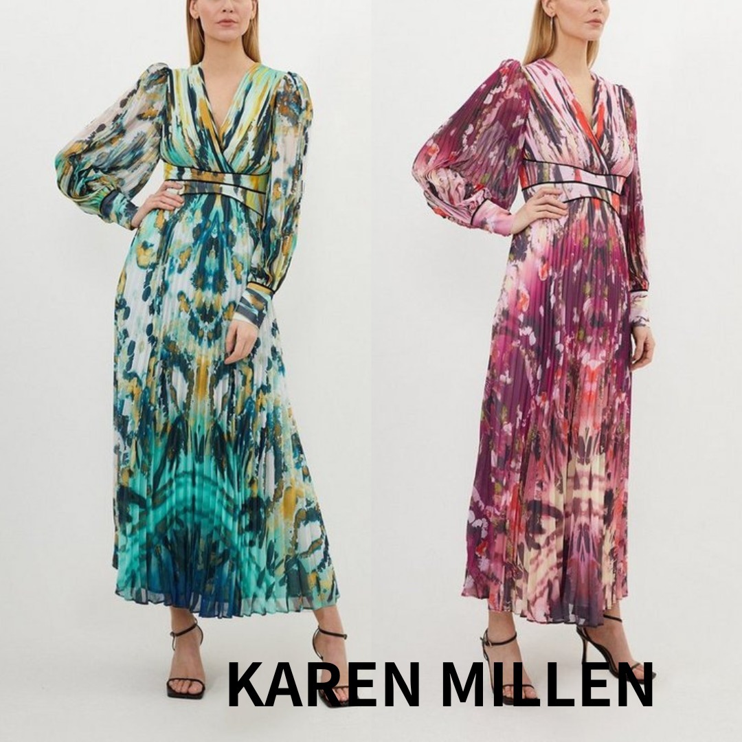 KAREN MILLEN■オンブレプリント プリーツ ドレス