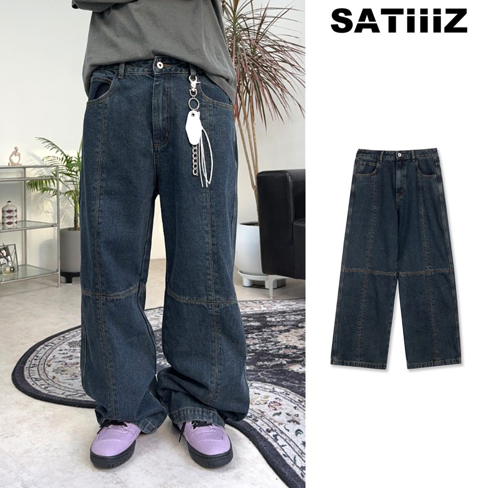 【SATIIIZ】Enso incision line denim pants
