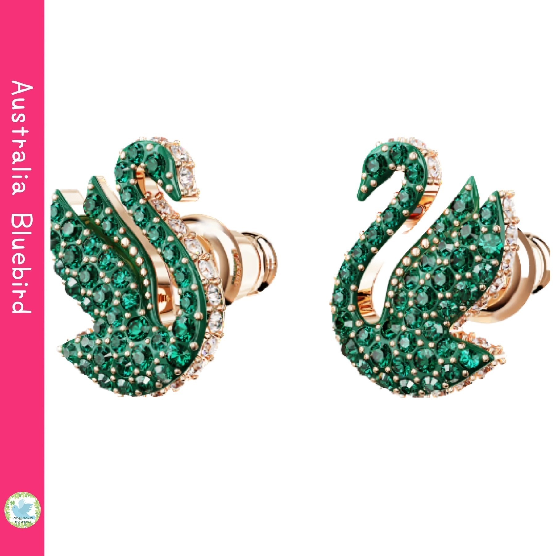関税込み★SWAROVSKI★Swan スワン スタッズピアス グリーン