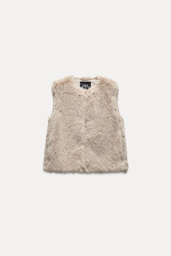 ♡*様 ZARA フェイクファーベスト ZW COLLECTION M モールグ
