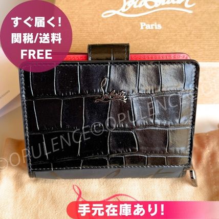 プレゼントにも☆【ルブタン】折りたたみミニ財布 型押し Christian Louboutin 【新品】クリスチャン ルブタン 財布 二