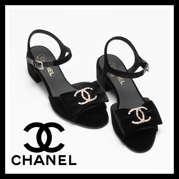【24-25AW最新作♪】CHANEL CCロゴ ベルベット サンダル