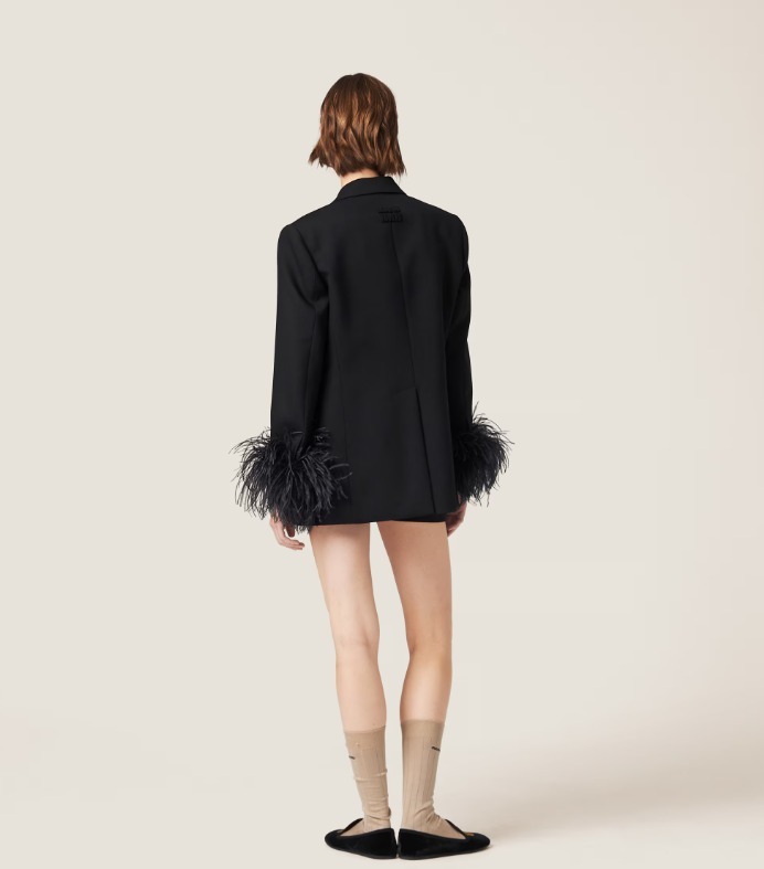 《送料無料》 MIU MIU Single breasted jacket in graindepoudre