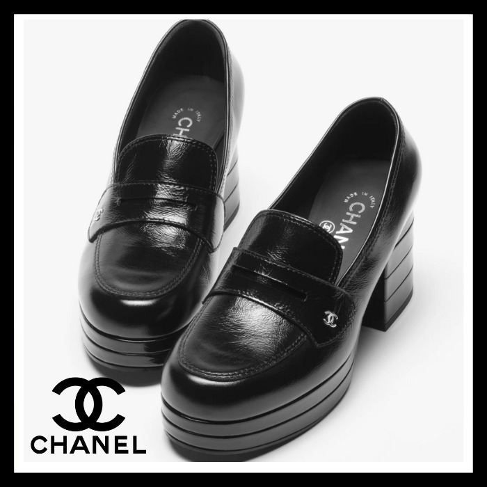 【24-25AW最新作♪】CHANEL CCロゴ ハイヒール ローファー