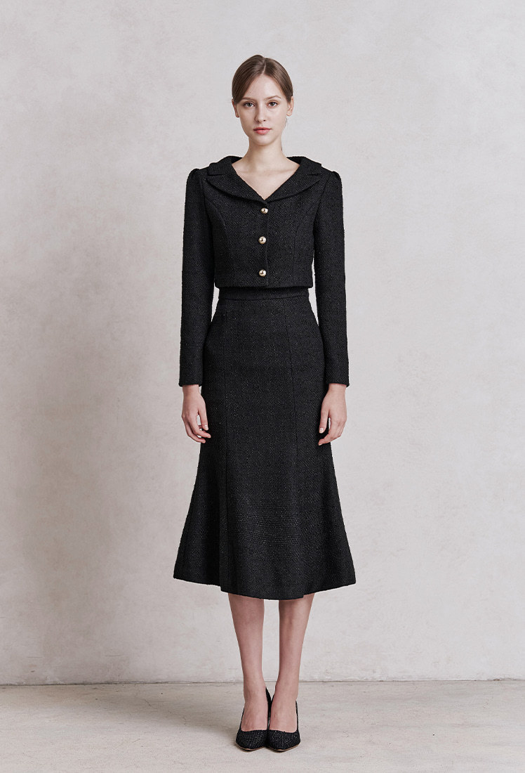 Kylie Tweed Skirt (Black)★24AW★[GRACE U]☆賀客ルール