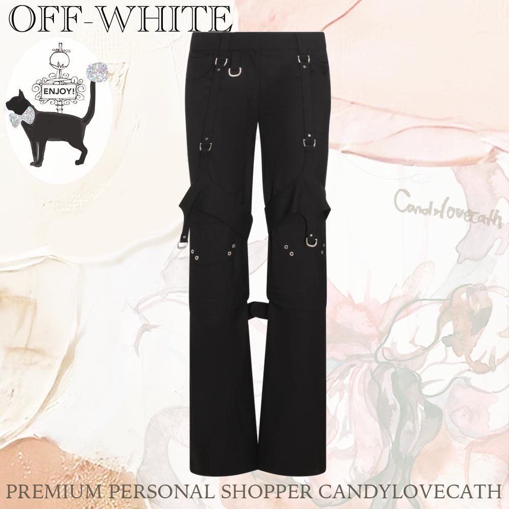 パンツ OFF-WHITE BLACK VIRGIN WOOL BLEND CARGO ZIPPED PANTS