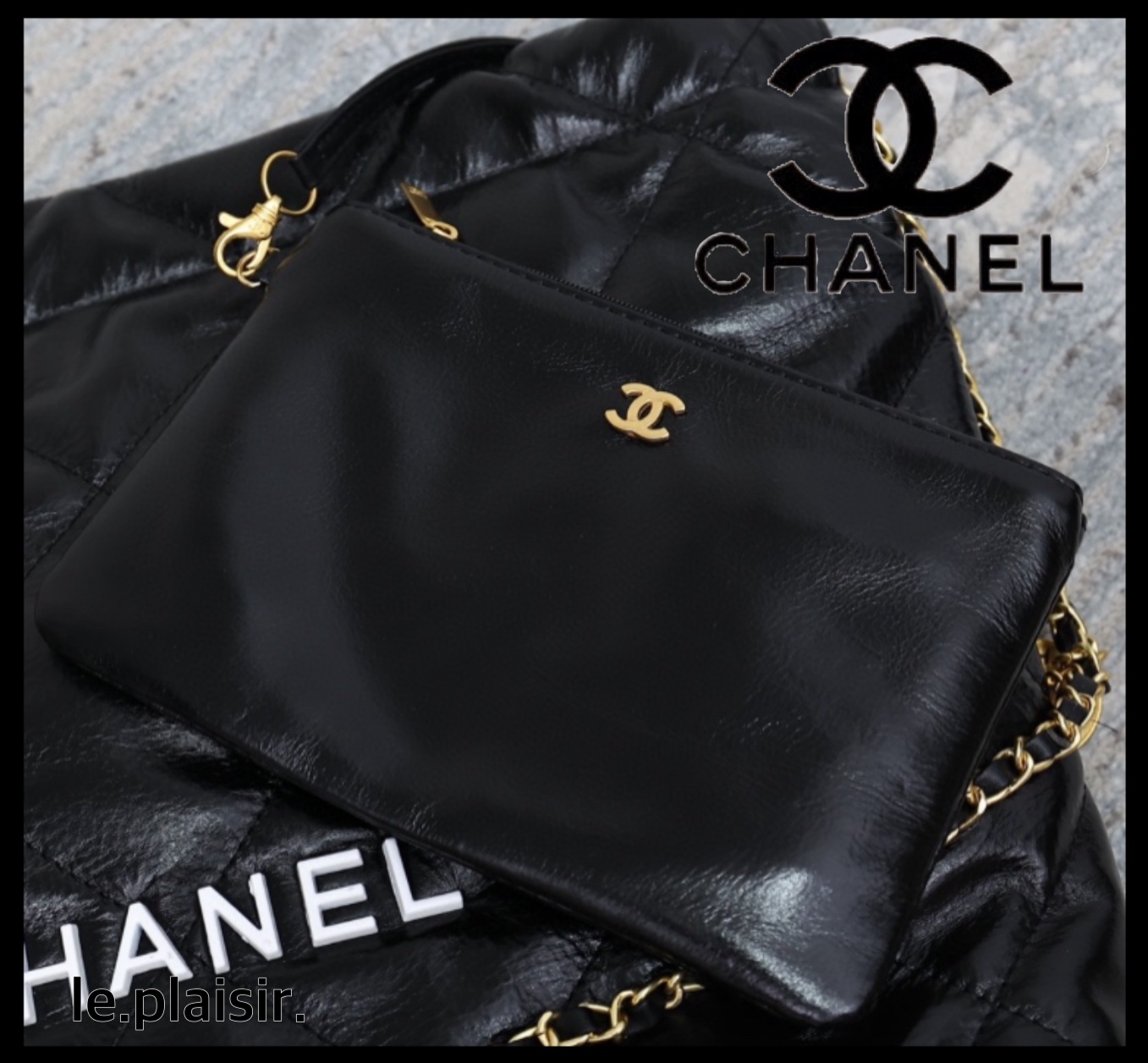 【23K新作♪】CHANEL ハンドル付きポーチ クラッチ ブラック
