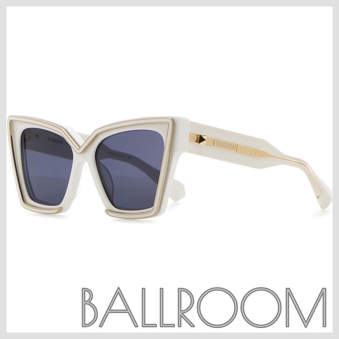 サングラス VALENTINO WHITE ACETATE V-GRACE SUNGLASSES