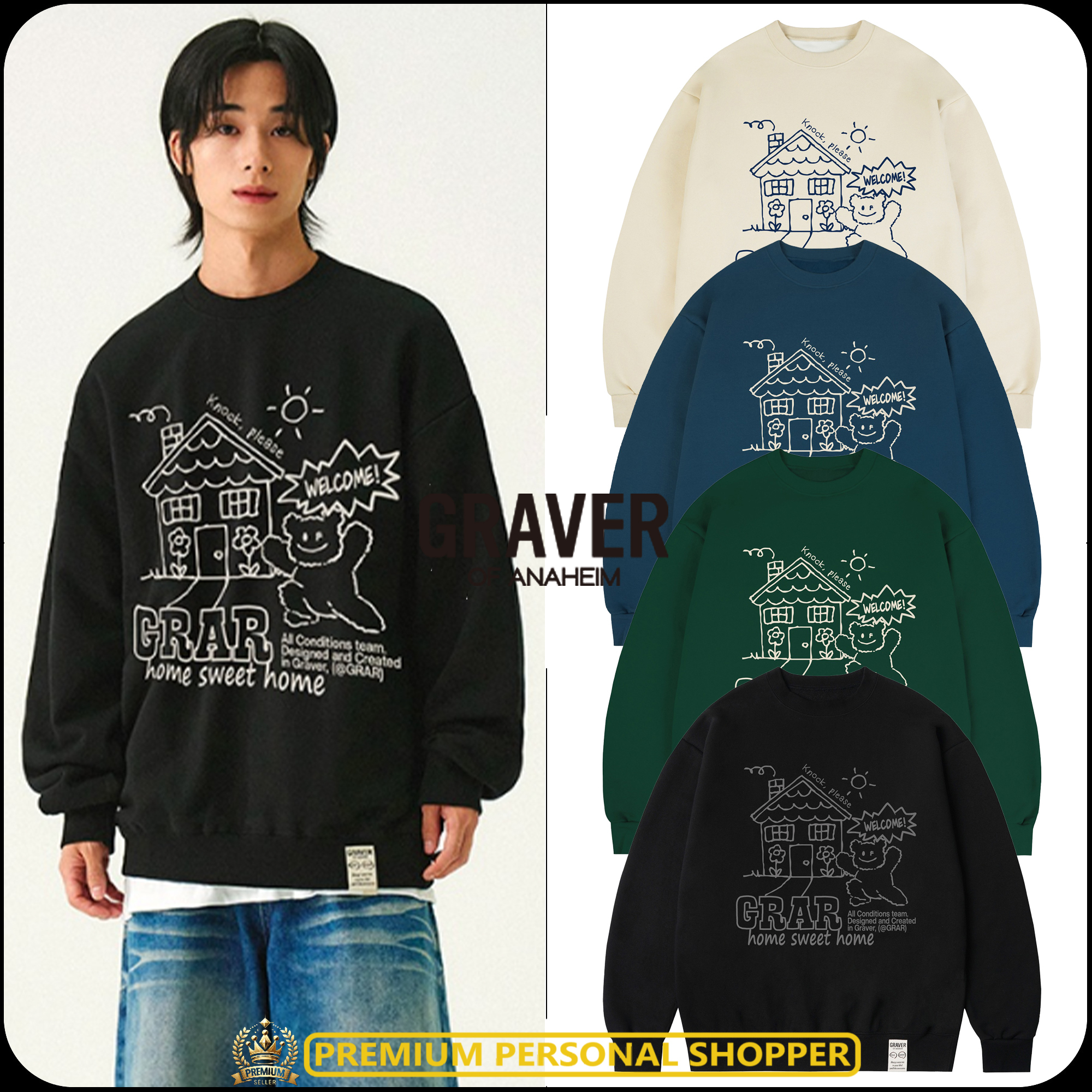 [GRAVER]★24FW★韓国人気★SWEET-HOME SWEATSHIRT