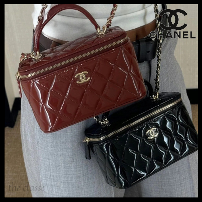 上品♪CHANEL CC_ハンドル バニティケース パテントカーフスキン