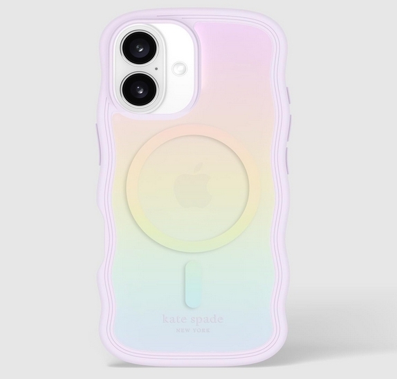 国内発送 kate spade☆Wavy オパール 虹色 iPhone 16対応ケース