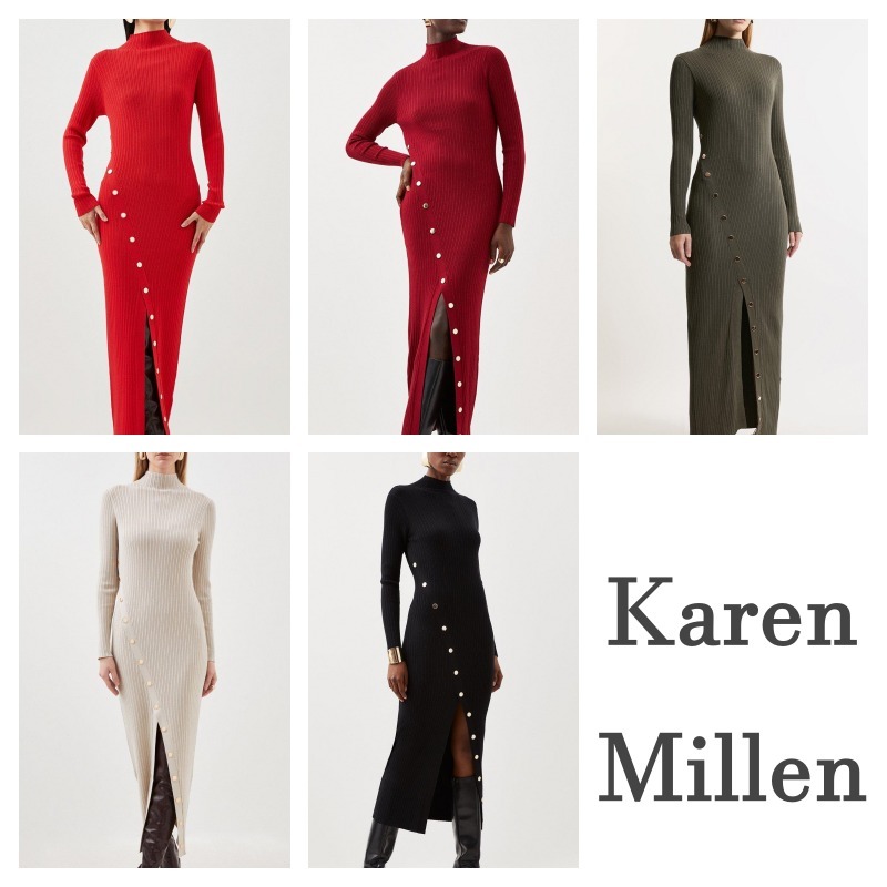 送関込 KAREN MILLEN スプリットニット ミダクシドレス