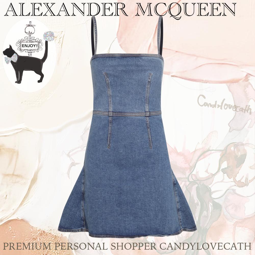 ワンピース ALEXANDER MCQUEEN BLUE COTTON BLEND DENIM DRESS