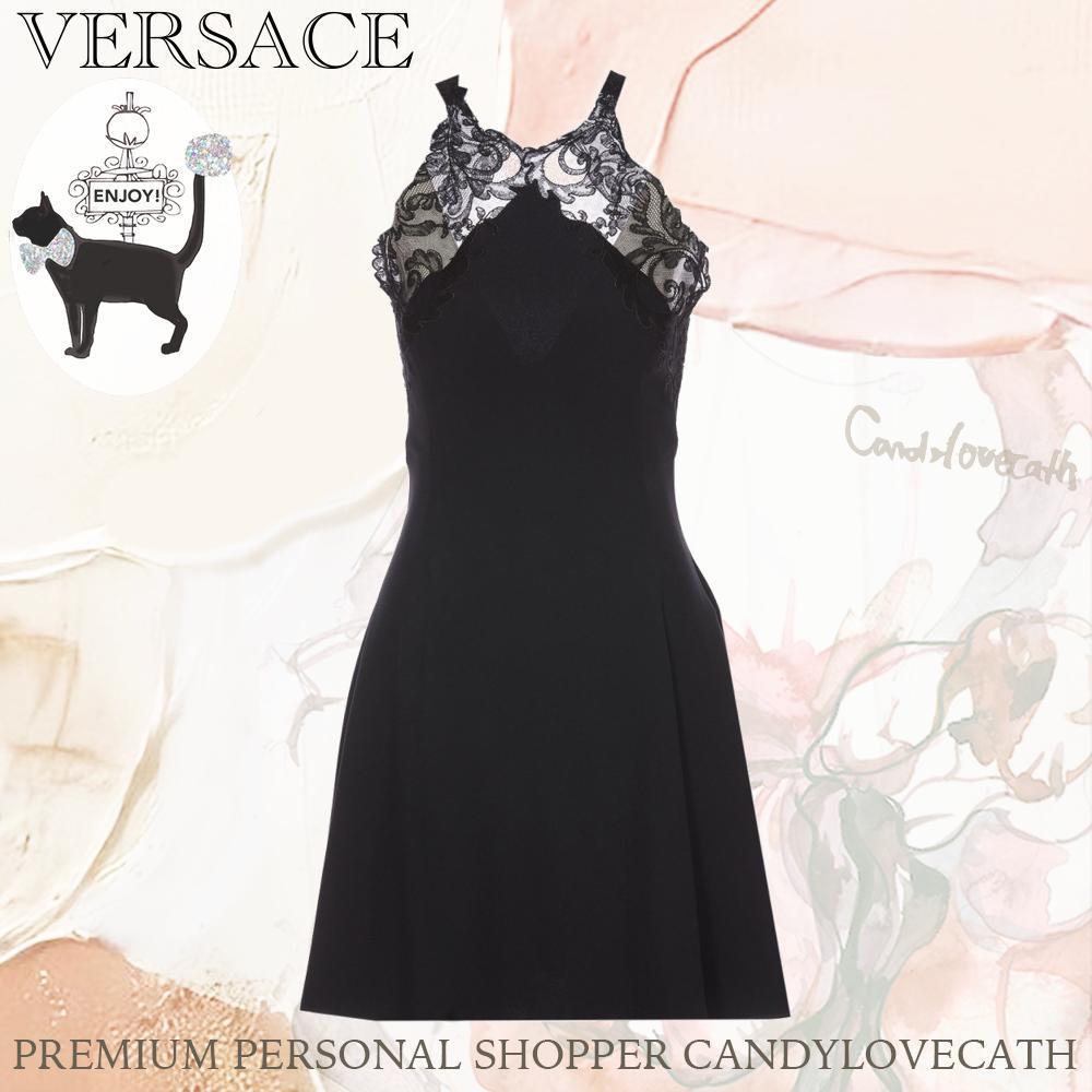 ワンピース VERSACE BLACK MINI DRESS