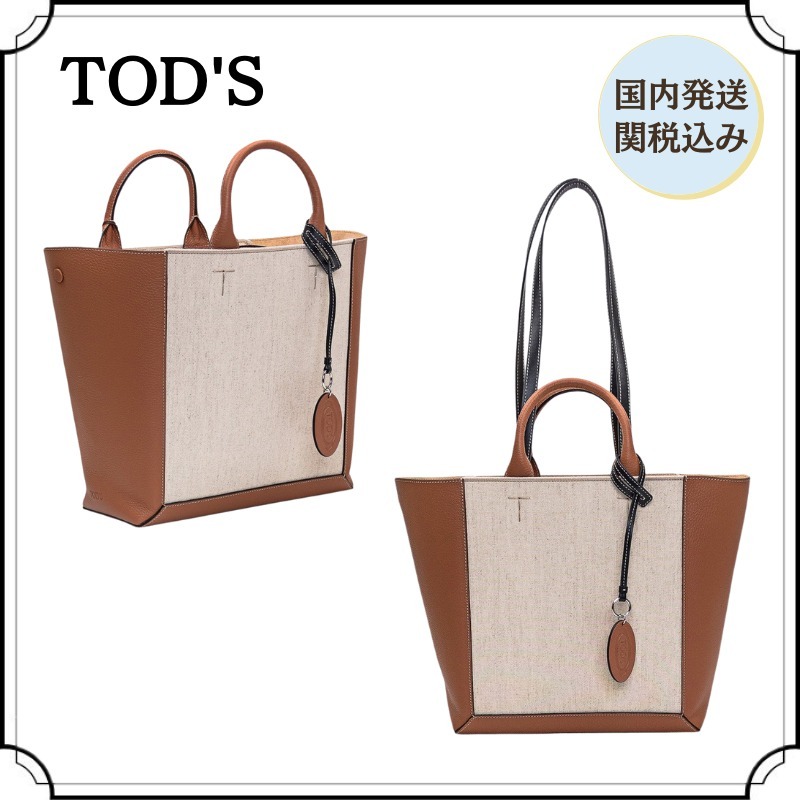 TOD'S トッズ レザーキャンバス トートバッグ ミディアム 関税込