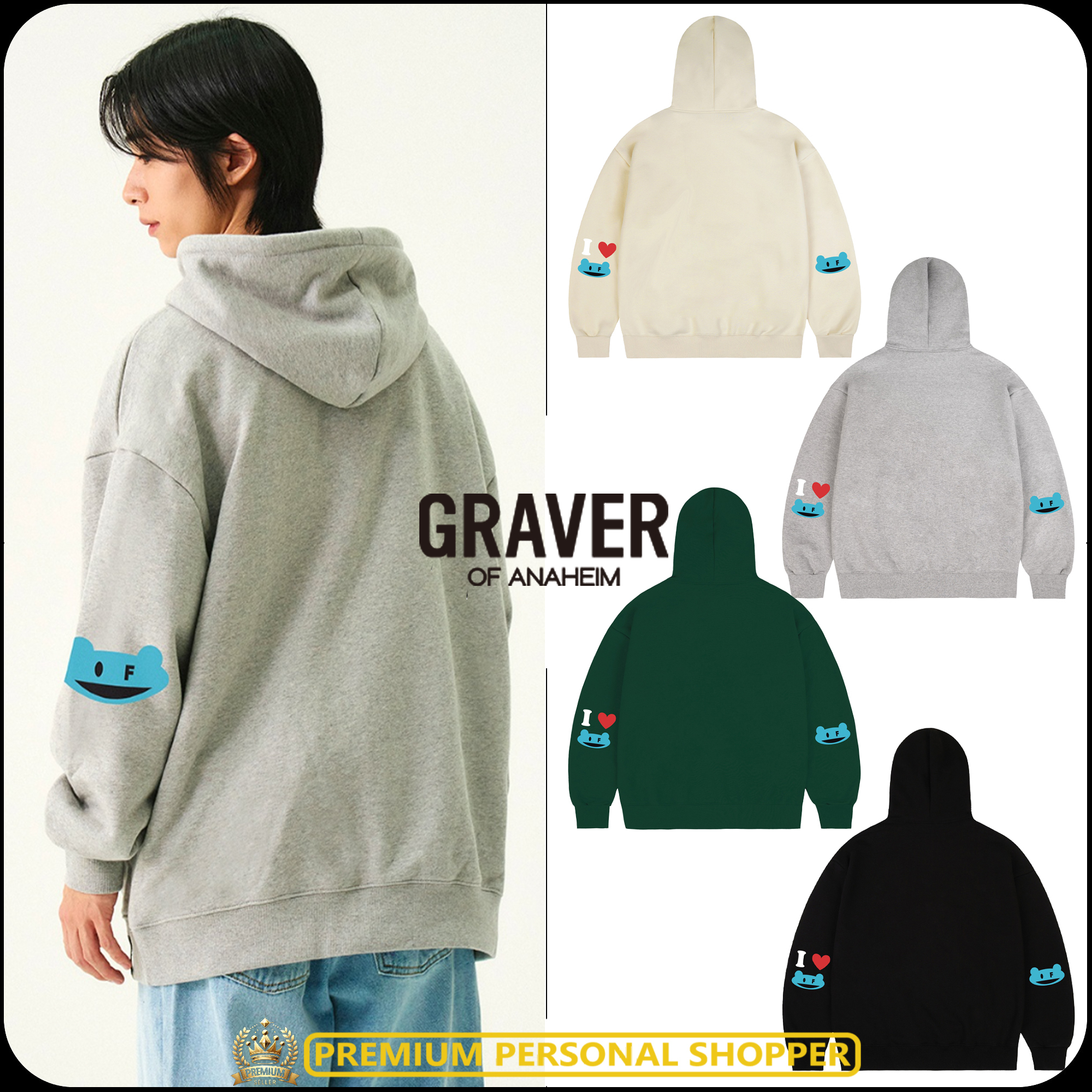 [GRAVER]★24FW★韓国人気★ELBOW I LOVE HOODIE