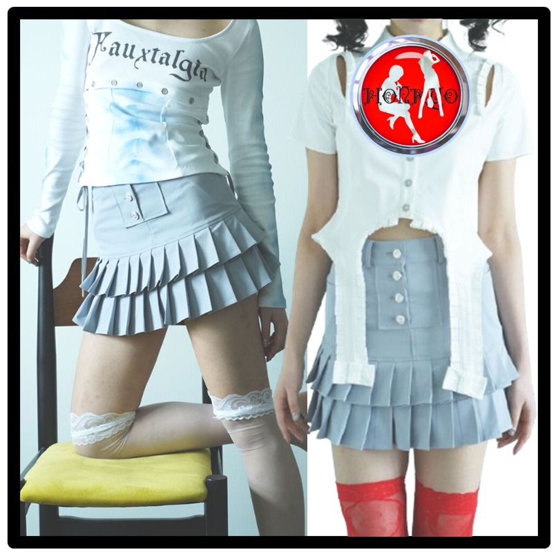 ★関税込★honkyo★Dusty Painted Double Pleated Skirt★
