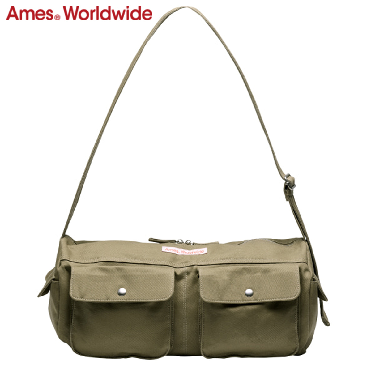 ★AMES-WORLDWIDE★TWO POCKET COTTON DUFFLE BAG KHAKI★正規品