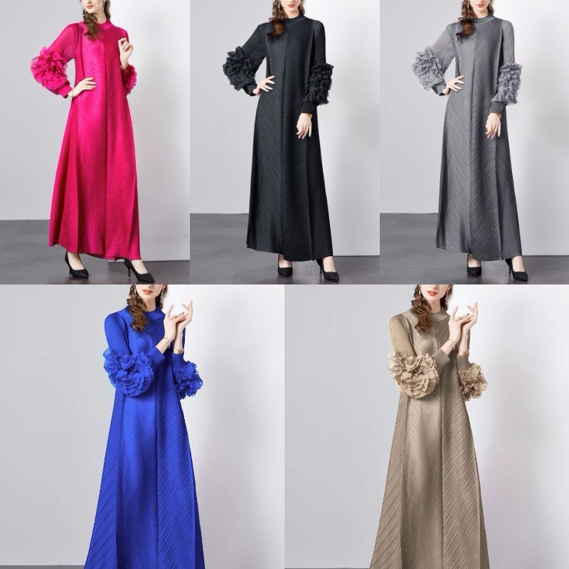 【5色】☆長袖☆Aライン ロング丈 ワンピースパーティ ドレス