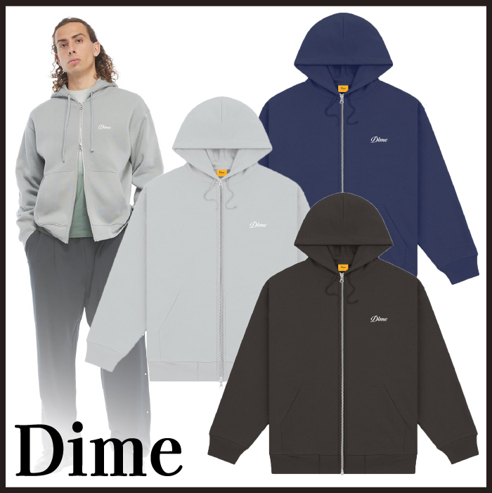 【関税込】DIME ダイム パーカー フード ロゴ刺繍 2wayジップ