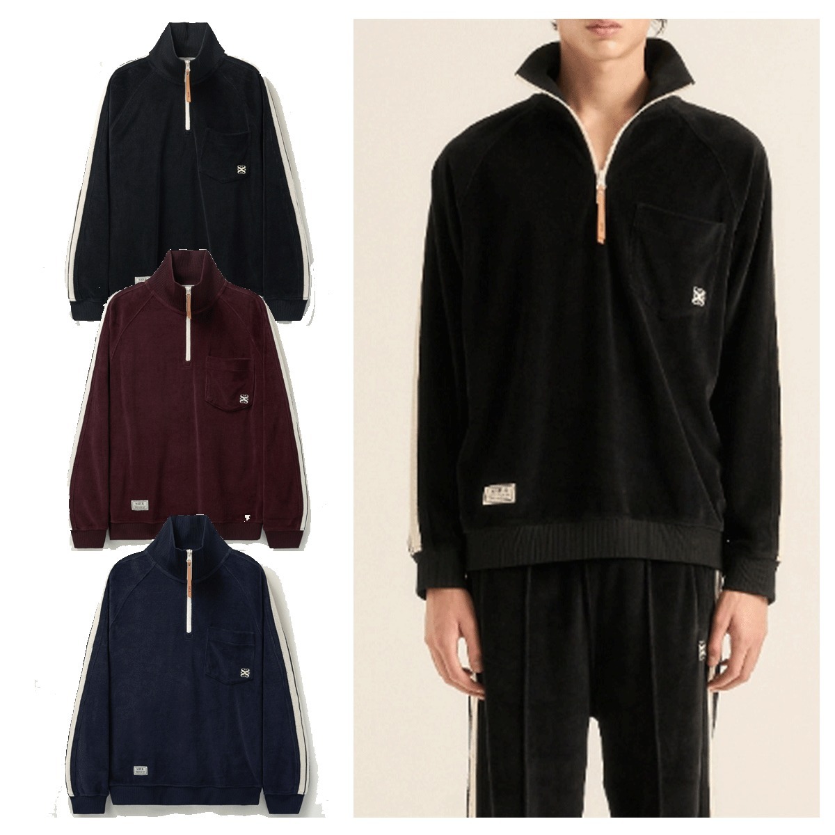 パーカー・フーディ SATUR Velour Loose Fit Half Zip-up 4FK1827