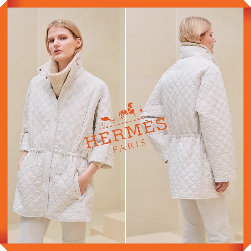 ☆HERMES☆《キルティングジャケット》ホワイト トワルプリュム
