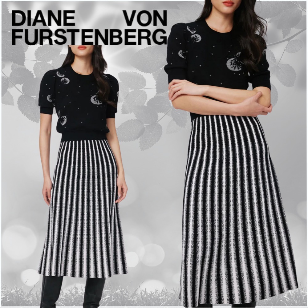 DVF ★オンもオフも素敵にキマる★ソーホーニットスカート 黒白