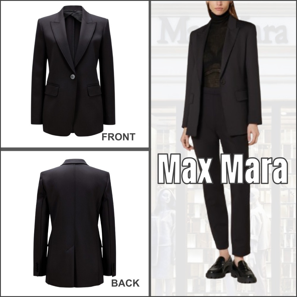 関税送料込【MaxMara Studio】ブレザージャケット 無地 ブラック