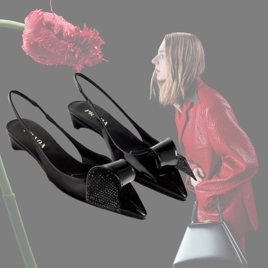 【希少】PRADA ロゴ パテントレザー ミュール ブラック 2.5cm